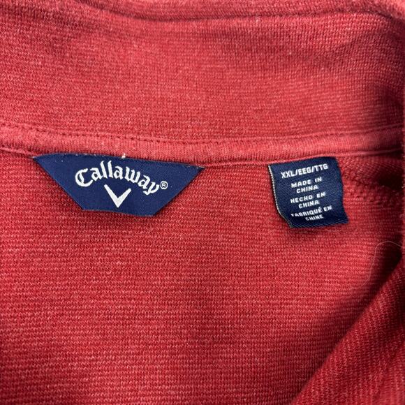 Callaway Mens 2Xl Solid Red 1/4 Zip Long Sleeve Pullover Sweater - Picture 2 of 6